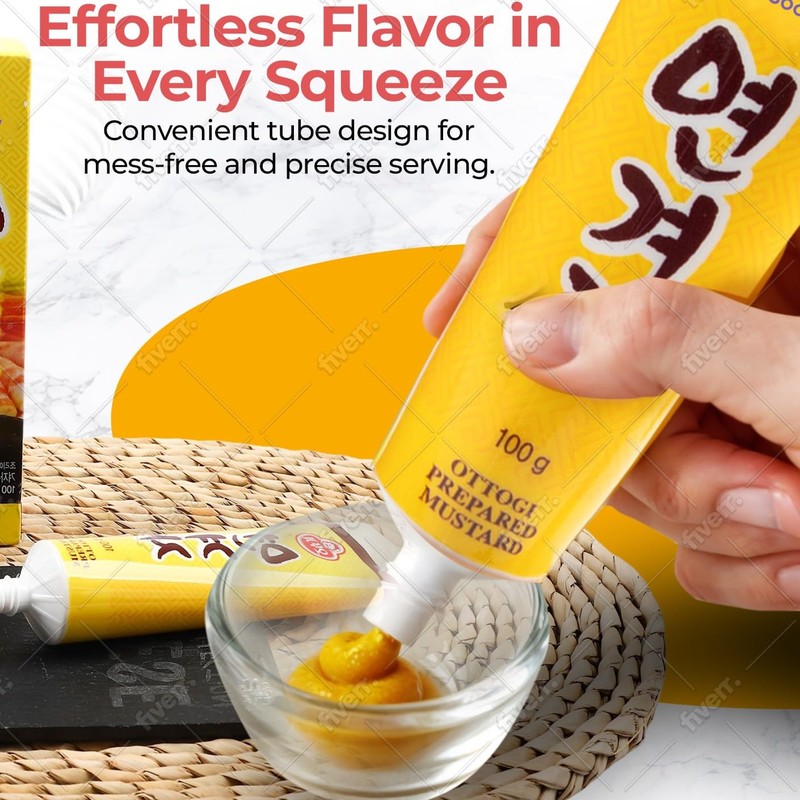 DANSOONY Hot Spicy Korean Yellow Mustard Sauce, Premium Tube Paste,