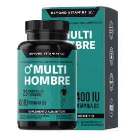 Multi Vitaminico para Hombres contiene Biotina, Manganeso, Te Verde, L argnina, Jengibre, Vitamina C, Calcio, Acido Folico + 24 Ingredientes y Vitaminas - Suplemento Alimenticio - 60 Cápsulas