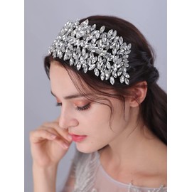 JWICOS Diadema de cristal para novia, diadema de boda, accesorio para el cabello para mujeres y niñas (rojo)