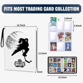 HESPLUS Hockey Card Binder 900 Pockets, 50 Sleeves Large Hockey Binder 3 Ring Zipper Trading Cards Holder 9 Pocket, Sport Card Collection Book Storage Organizer, Album Folder Protector Collector