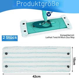 Pack of 2 Mop Covers for Leifheit Clean Twist M Micro Duo 33 x 15 cm Floor Mop Replacement Cover for All Floors Replacement Mop Cover with Click System Microfibre Cleaning Cloth Ideal for Tiles and Laminate Floors
