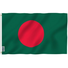 Anley Fly Breeze 3x5 Feet Bangladesh Flag - Vivid Color and Fade Proof - Canvas Header and Double Stitched - Bangladeshi Flags Polyester with Brass Grommets 3 X 5 FT