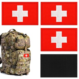 4 PCS Tactical Medical Patch Set - Red Cross First Aid Embroidered Badges for Backpacks, Jackets, Hats & Military Gear (3"x2")
