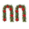 Glitzhome Set of 2 6ft Pre-Lit Greenery Pine Red Poinsettia