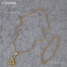 LeapoFaith Baseball Pendant for Car Rear View Mirror Decor Stainless Steel Cross Amulet Adult Men Christian Gift, Gold