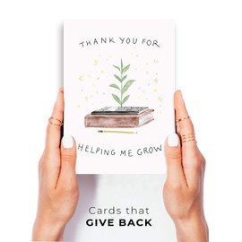 Wunderkid Thank You For Helping Me Grow, Teacher Appreciation Card, Thank you Teacher (1 Single Card, Blank inside)