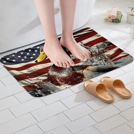 Erosebridal Duck Hunting Theme Bathroom Rug Set for Boys Men,Mallard Duck Hunting Bath Mat Wildlife Bathroom Decor,American USA Flag Bath Rug Wild Animals Safari Door Mat 16"x24"
