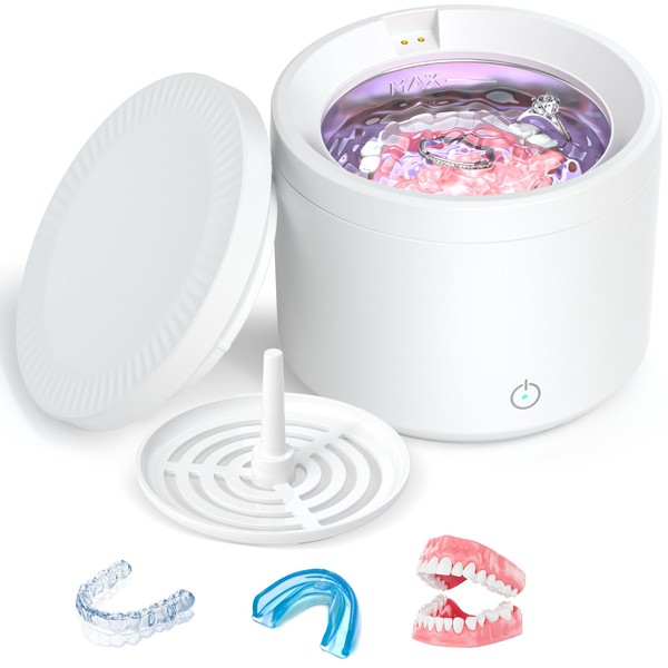 Ultrasonic Retainer Cleaner Machine 48KHZ, Denture Cleaner 200ML with Cleaning