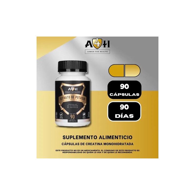 Citrato De Potasio 90 Cápsulas A4h Armor For Health Calambre