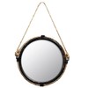 BetyHom Industrial Style 12.1 inch Round Wall Hanging Metal Mirror with Rope