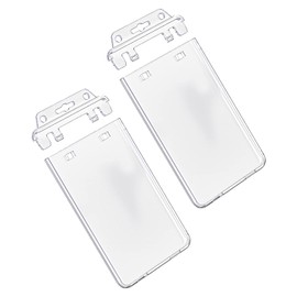Uniclife Lockable ID Badge Holder for Less Frequently Used Cards Vertical Hard Plastic Case Clear Card Protector Pouch for Passports Access Cards Student IDs Proximity RFID Key Cards, 2 Pack