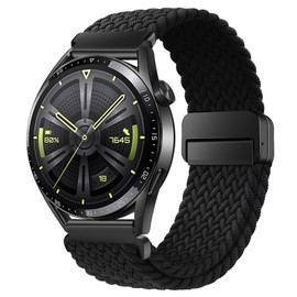 AidorMax Watch Straps - Quick Release Elastic Braided Watch Bands 22mm, Soft Breathable Fabric Replacement Strap with Adjustable Magnetic Buckle for Smartwatches and Wristwatches Men Women (Black)