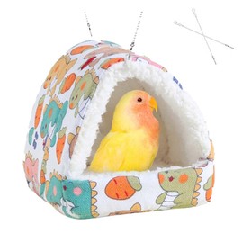 EWEIS Plush Warm Bird Nest for Birds Cage Accessories,Skin Friendly Samll Animal House Hanging Hammock for Parrot Toy,Snuggle Bed House for Conures,Parakeet,African Grey,Budgies(White Dinosaur,S/Size)