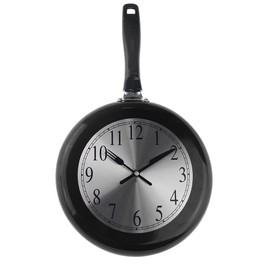 Timelike Wall Clock, 10 inch Metal Frying Pan Kitchen Wall Clock Home Decor - Kitchen Themed Unique Wall Clock with a Screwdriver (Black)