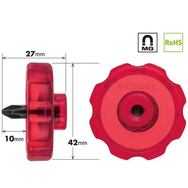 Vessel TD-13-P2 Stubby Driver Komadra + 0.08 x 0.4 inches