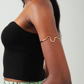 Stocking Stuffers Holiday Outfits for Women 2024 - Arm Cuff Gold Silver Upper Snake Wrap Bracelet Cuff Leaf Bangle Jewelry