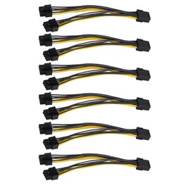(6 Pack) GPU VGA PCIe 8 Pin Female to Dual 8 Pin (6+2) Male PCI Express Adapter Splitter Power Cable 9 inch