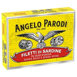 Angelo Parodi Sardines Boneless and Skinless Fillets in Pure Olive Oil | 10 Pack | Imported from Italy | Wild Caught and Hand Selected | Premium All Natural | Gourmet Fillets in 3.70 oz Can (105 Gram)