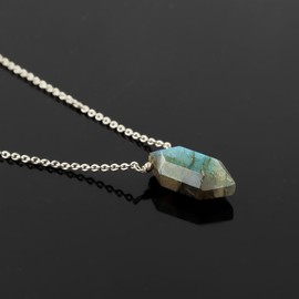 GEMSPLACE Labradorite fancy Hexagon Necklace, Healing Crystal Gemstone Pendant Necklaces, Natural Spiritual Reiki Stone Jewelry for Friends