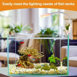 Fish Tank Light - Adjustable Plant Grow Clip on Aquarium Lamp - Adjustable Brightness Bedside Lamp Fish Tank Accessories for Study Reading Bedroom