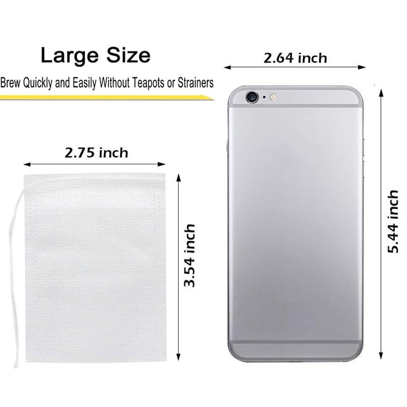 100 Pcs Disposable Loose Leaf Tea Empty Bags with Drawstring,Tea