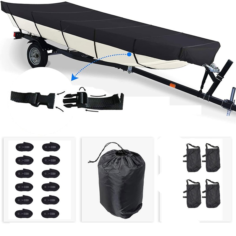 420D Upgraded Jon Boat Cover 12-14ft Heavy Duty Trailerable Jon