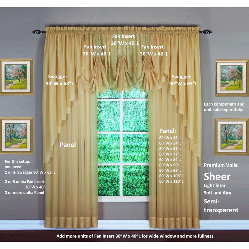 Today's Curtain Emelia Original Voile Panel 120", Gold, 60" W