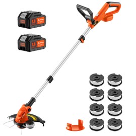 20V 12" Cordless String Trimmer With 2 X 4.0Ah Battery and Charger, Electric Grass Trimmer Battery Powered Eater String, Edger Lawn Tool Grass Cutter With 8pcs Line, Lawn Mover For Garden Yard, Orange
