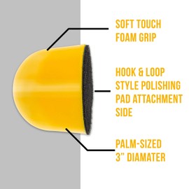 TCP Global 3" Palm Grip Mini Hand Foam Sanding or Polishing Pad Holder - Manually Buff Polish Car Wet-Sand dust nibs
