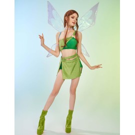 Winx Club Women's Princess Layla Aisha Cosplay Fairy Costume One-shoulder Top Skirt and Panty with a Pair of Wings