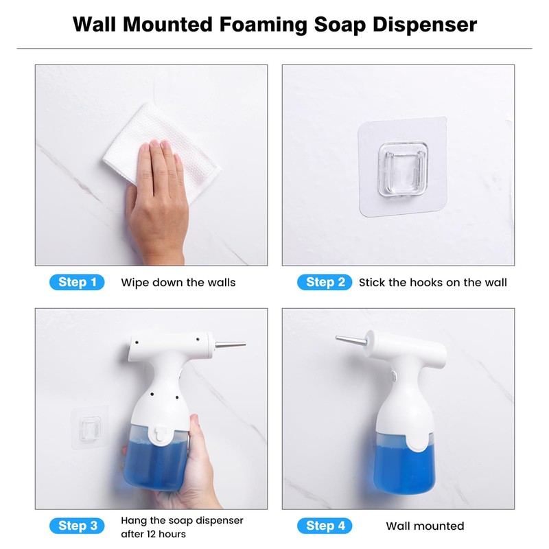 Electric Foam Soap Dispenser Rechargeable Foam Sprayer with 2 Nozzles