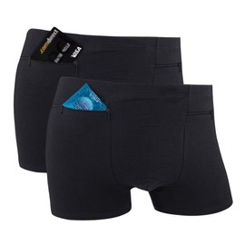 Pocket Underwear for Men with Secret Hidden Pocket, Travel Stash Boxer Brief, XX-Lager Size 2 Packs (Black)