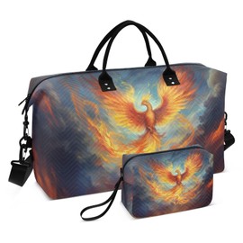 Travel Duffle Bag Gym Bag, Reborn Fire Phoenix Weekender Bags for Women with Toiletry Bag Travel Tote Bag Swim Bag