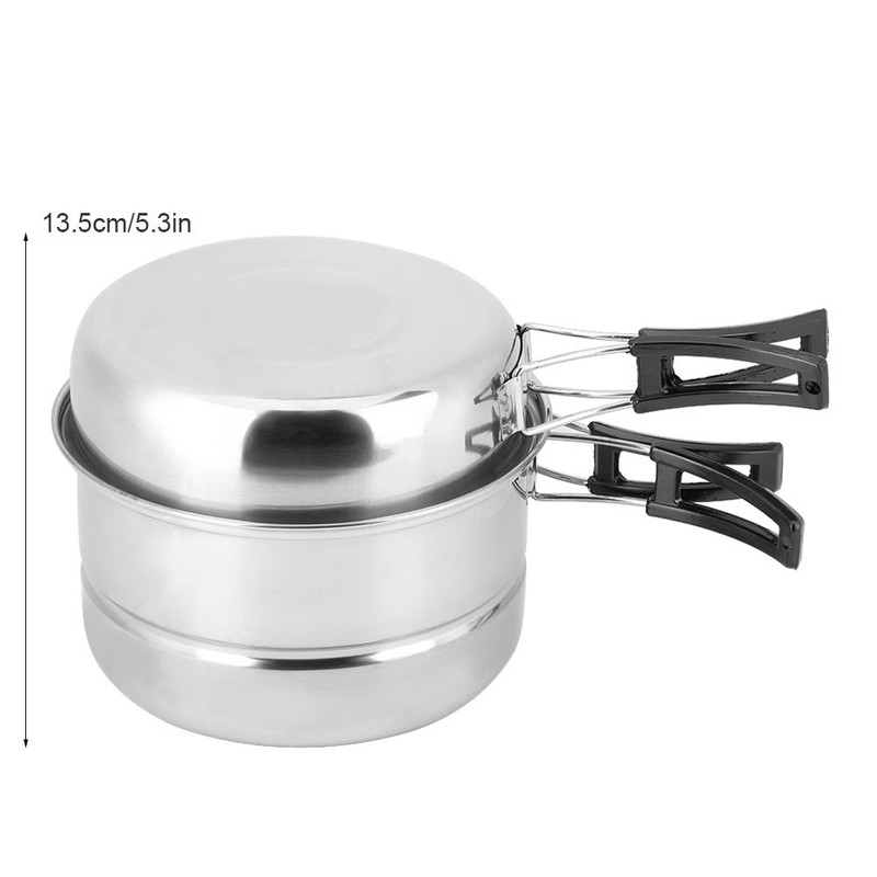 Stainless Steel Portable Outdoor Travel Camping Picnic Cookware Cooking Pot