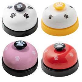 4 Pet Training Bells with Non-Slip Base Toy for Potty Communication and Cleaning Training, Large Buttons and Cat Paw Pattern, Dog and Cat Training Puzzle Toy