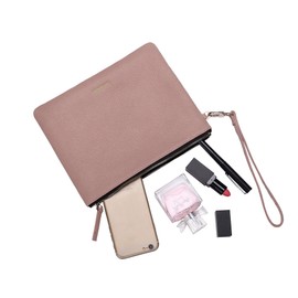 DORIS&JACKY Lambskin Leather Wristlet Clutch Purse For Women Large Soft Designer Wallet With Strap