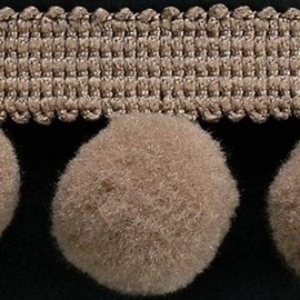 POM POM Bobble Trim Fringe Pompom Trimming - Cushion and Curtain Decoration, Home Decor - XL Size 2cm Craft Pompons (Dark Beige, 10 Meters)