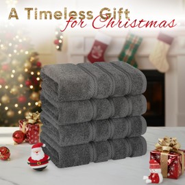 American Soft Linen Luxury Hand Towels for Bathroom, 600 GSM 100% Cotton Turkish 4 Piece Hand Towel Set, 600 GSM Hand Face Towels for Kitchen, Dark Gray Hand Towels