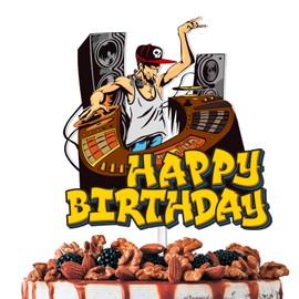 Decoración para tartas de feliz cumpleaños con sonido dorado con purpurina, decoración de fiesta de cumpleaños para hombres, mujeres, niños, niñas