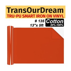 TransOurDream Tru-PU Smart Iron On Vinyl Compatible with Cricut Maker 3, Explore 3, Air 2, 13'' x 5ft Burnt Orange Iron On Vinyl for T-Shirts, Matte Orange Smart Vinyl for Shirt, Easyweed