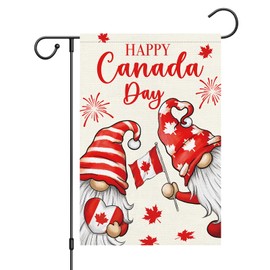 Louise Maelys Canada Day Garden Flags 12 x 18 Inch Double Sided Patriotic Gnomes 1st July Canadian Flag Burlap Banner for Outdoor Decor(Only Flags)
