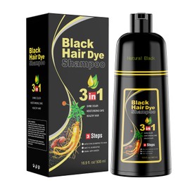 Black Hair Dye Shampoo 3 in 1, Natural Herbal Dye Shampoo for Grey Hair Coverage Hair Color for Women and Men (Natural Black)