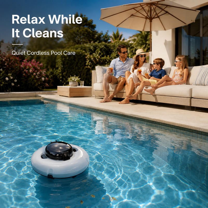 Cordless Robotic Pool Vacuum for Automatic Cleaning – Dual-Motor Smart