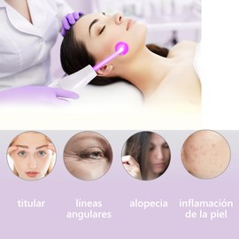 Alta Frecuencia Facial,Radiofrecuencia Facial Corporal de Portátil Con 4 Varitas de Neón Diferentes,Estiramiento de la Piel,Antienvejecimiento,Reducción de Arrugas/Ojeras/Imperfecciones (Luz Violeta)