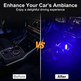 LYCARESUN 2 PCS Car USB Night Light Bulb, Touch Dimmable Car Interior Ambient Lights, Portable Mini USB Retro Glass Bottle Lamp Decorations for Vehicle, Bedroom, Hallway, Camping (Blue)