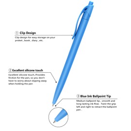 Aozora Pens Bulk 240 Pack Blue Click Pens No Bleed Wholesale Retractable Ballpoint Pens Medium Point,Smooth Ink Pens for Journaling School Office Supplies 1.0MM Blue Ink