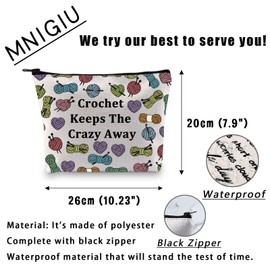 MNIGIU Crochet Lover Gift Crochet Keeps The Crazy Away Makeup Bag Crochet Storage Bag Crocheter Gift Crochet Knit Bag Tailor Gift