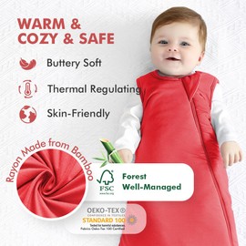 HAPIU Unisex Rayon Made from Bamboo Baby Sleep Sack TOG 1.0, 2-Way Zipper YKK, Wearable Blanket Toddler, 18-36 Months,Molten Lava