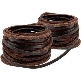 10 Yards 3MM Flat Genuine Leather Cord, PEASUG Real Leather Strips, Natural Leather String, Braided Braiding String for Shoe Laces, Jewelry Making, Necklace, Tool, Crafts - Black, 9M