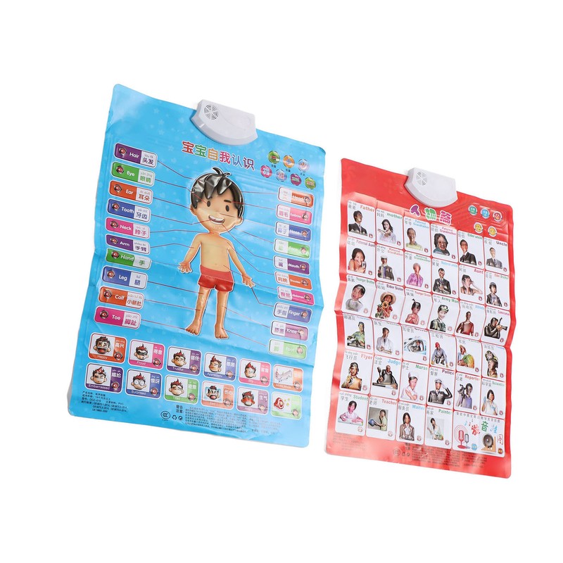 2pcs Chinese English Phonics Posters Multipurpose Fun Early Education Self